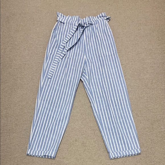 Cuffed Striped Canvas Pant with Tie - Picture 2 of 5